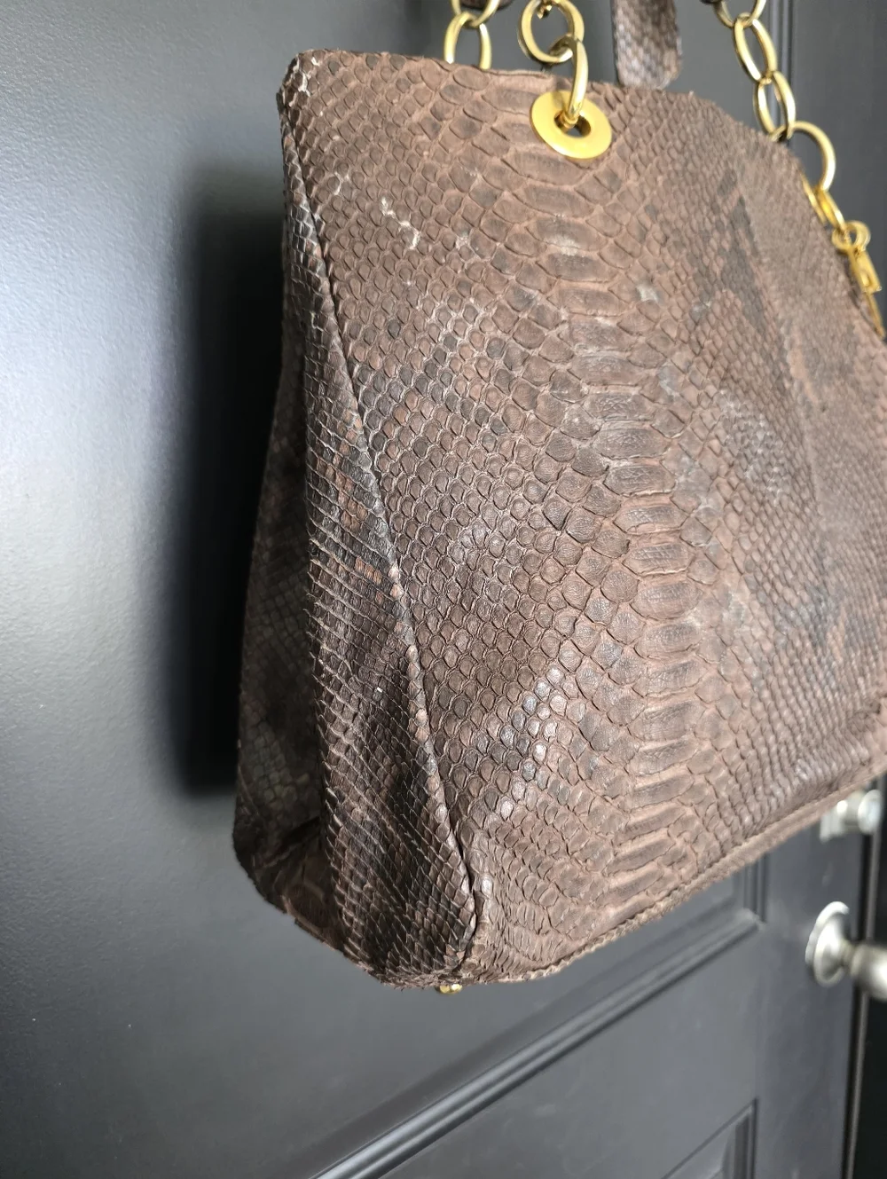VTG Authentic Christian Dior Paris Exotic leather python Handbag Certified 12x15 - Picture 4 of 16